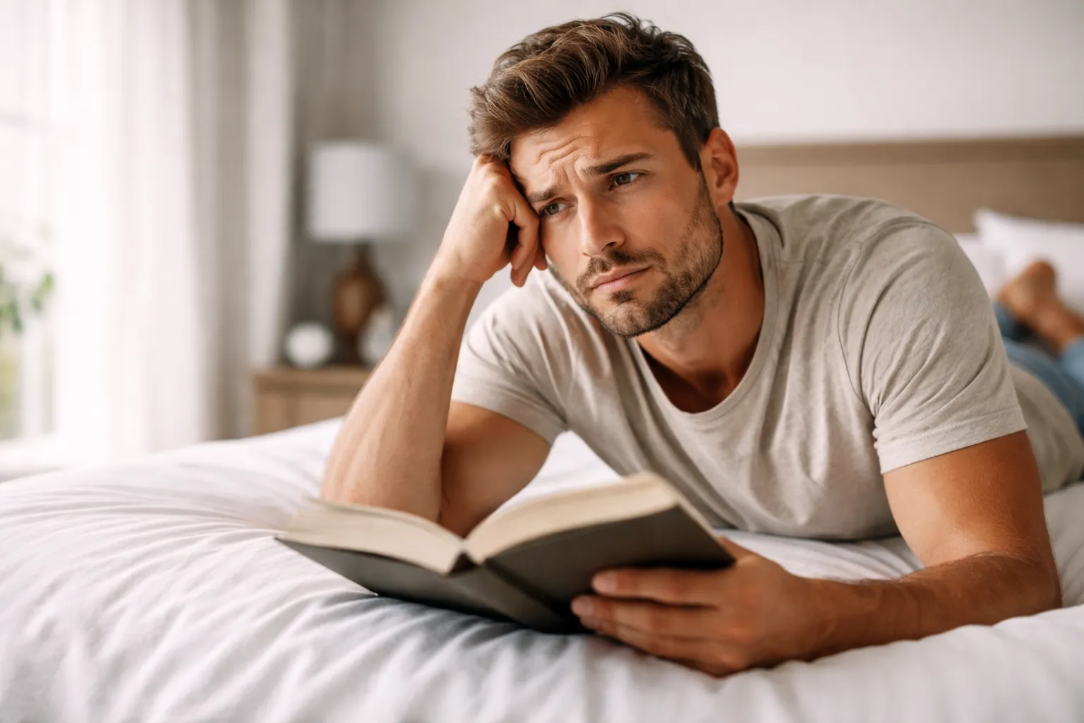 Man sitting alone in thought, reflecting quietly